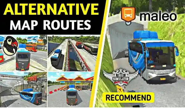 In the image, alternate routes are shown in the bus simulator Indonesia mod apk game.